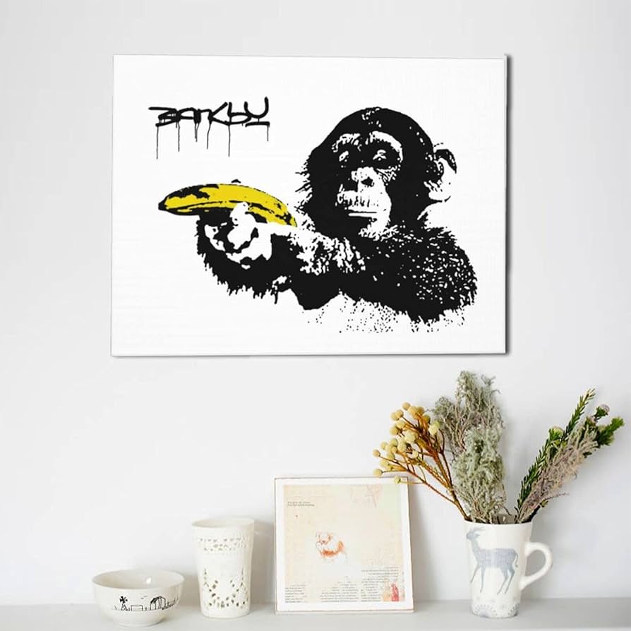 バンクシー　アートパネル　ガラス絵　絵画　絵　壁掛け　ポスター　チンパンジー Amazon.co.jp: バンクシー アートパネル 水晶絵 インテリア